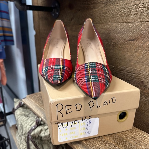 LAIRUI Plaid Pointed Toe Kitten Heel Pumps – Size 42 (US 10-10.5) - Picture 4 of 10